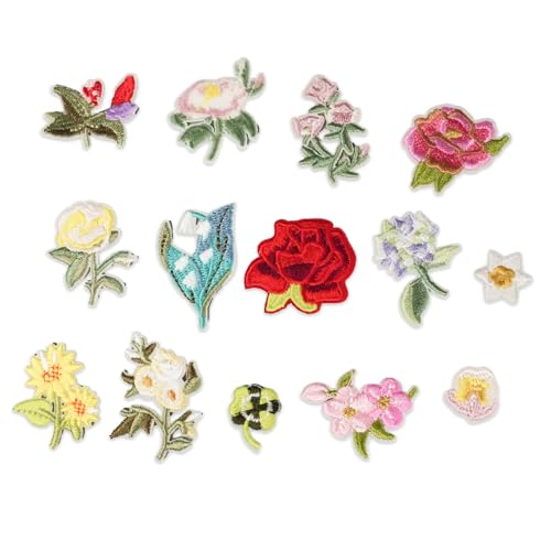14 Stück Blumen Patches zum Aufbügeln, Flicken zum Aufbügeln, Bestickte Stoff Patches für Hosen, Hüte, Jeans, Jacken, Rucksäcke und DIY Accessoires - Kreative Reparatur und Dekoration mit bunten Blume 14 Stück Blumen Patches zum Aufbügeln, Flicken zum Aufbügeln, Bestickte Stoff Patches für Hosen, Hüte, Jeans, Jacken, Rucksäcke und DIY Accessoires - Kreative Reparatur und Dekoration mit bunten Blume von Generisch