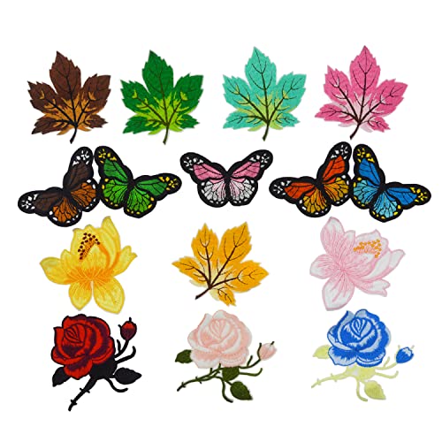15 Bestickte Aufnäher Rose, Ahornblatt Aufkleber zum Aufbügeln, Sticker Rucksack für Schmetterling, Patches Pfingstrose, Bügelbilder Tiere Bügelflicken für DIY T-Shirt Jeans Jacken 15 Bestickte Aufnäher Rose, Ahornblatt Aufkleber zum Aufbügeln, Sticker Rucksack für Schmetterling, Patches Pfingstrose, Bügelbilder Tiere Bügelflicken für DIY T-Shirt Jeans Jacken von Generisch