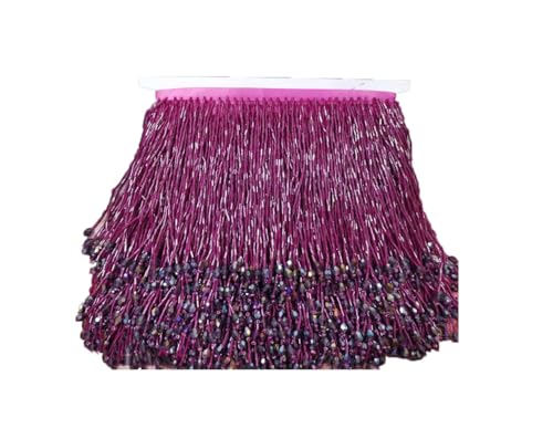 15 cm violette Kristallperlen Quasten Fransenborte für DIY Latein-Tanz Kleidung Kleid Tanzbesatz 91 cm Dunkelviolett 91 cm von Generisch
