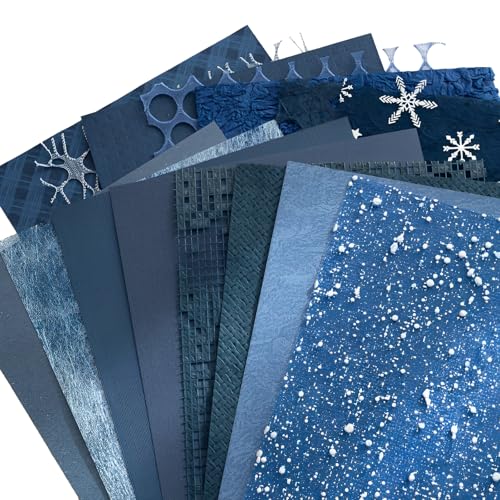 15 strukturierte blaue Scrapbook-Papiere, ideal für Vintage-Bastelarbeiten, DIY-Collage-Projekte, dekorative Kanten, 21,6 x 14,7 cm von Generisch