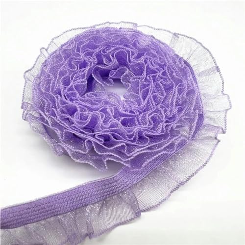 16 mm gerafftes elastisches Spitzenband aus Spandex-Gummiband, gefaltetes Spitzenbesatz für Bekleidungszubehör, 5 Yards/Lot, ideal für Taillenband und Nähen von Generisch
