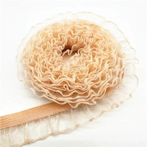 16 mm gerafftes elastisches Spitzenband aus Spandex-Gummiband, gefaltetes Spitzenbesatz für Bekleidungszubehör, 5 Yards/Lot, ideal für Taillenband und Nähen von Generisch