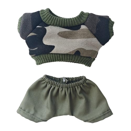 17 cm Puppen-Outfit, Camo-Kleidung, Fischerhut für trendiges Spielzeug, Camouflage-Puppenkleidung & Zubehör, Geburtstagsgeschenk für Damen, Herren, Mädchen, Junge (B, Einheitsgröße) von Generisch