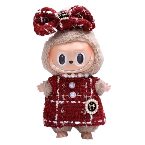 17 cm Puppenkleidung | Cartoon-Puppenzubehör Kleidung – weiche Plüschpuppenkleidung Outfits, Kleid und Schleife Kostüm Set für ausgestopfte Puppen von Generisch