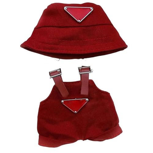 17 cm langes Kleidungsset (ohne Puppe), Hut und Overall für 17 cm Zubehör-Anzug, 2025 neue entzückende Puppenkleidungszubehör, niedliche Kleidung zum Verkleiden, einzigartiger Stil (rot) von Generisch