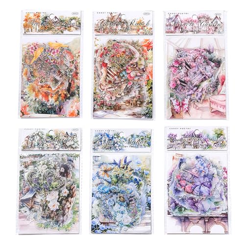 180 Blätter PET Garten Landschaft Scrapbook Papier Scrapbooking Deko Vintage Flowers Scrapbook Blumengarten-Thema Sticker Aesthetic Sticker Set für DIY Kunst Tagebuch Planer Album Notizbuc 180 Blätter PET Garten Landschaft Scrapbook Papier Scrapbooking Deko Vintage Flowers Scrapbook Blumengarten-Thema Sticker Aesthetic Sticker Set für DIY Kunst Tagebuch Planer Album Notizbuc von Generisch