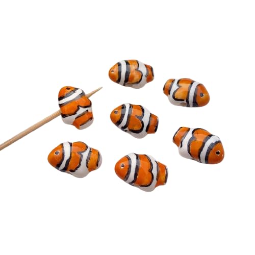 1Pc niedliche Streifen bemalte kleine Fisch perlen Anhänger, Keramik-Spacer lose Perlen für die Schmuck herstellung, DIY-Armband-Zubehör 1Pc niedliche Streifen bemalte kleine Fisch perlen Anhänger, Keramik-Spacer lose Perlen für die Schmuck herstellung, DIY-Armband-Zubehör von Generisch