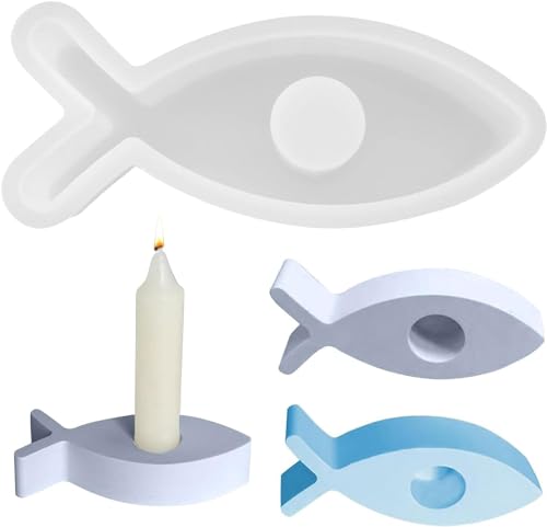 1Stück Silikon Gießform Kerzenhalter, Silikonform Fisch, Silikonformen Gießformen, DIY Fisch Silikonform Kerzenhalter Epoxidharz Form für DIY Fisch Kerzenhalter Gips, Sojawachs Kerzen, Handwerk 1Stück Silikon Gießform Kerzenhalter, Silikonform Fisch, Silikonformen Gießformen, DIY Fisch Silikonform Kerzenhalter Epoxidharz Form für DIY Fisch Kerzenhalter Gips, Sojawachs Kerzen, Handwerk von Generisch