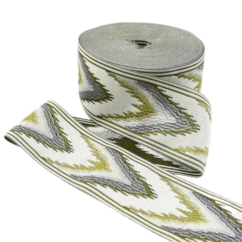 2/5/10M 6cm breites ethnisches Stickerei-Jacquard-Gurtband für Nähen von Vorhängen, Kleidungsstücken, dekorativem Kunsthandwerk(Green,2Meters) von Generisch