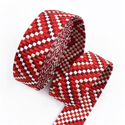 2/5/8/10 Meter Nylon-Jacquard-Gurtband, 38 mm Breite, dekorativer geflochtener Riemen, für Nähen, Schrägband, Material zur Taschenherstellung(Color01,8Meters) von Generisch