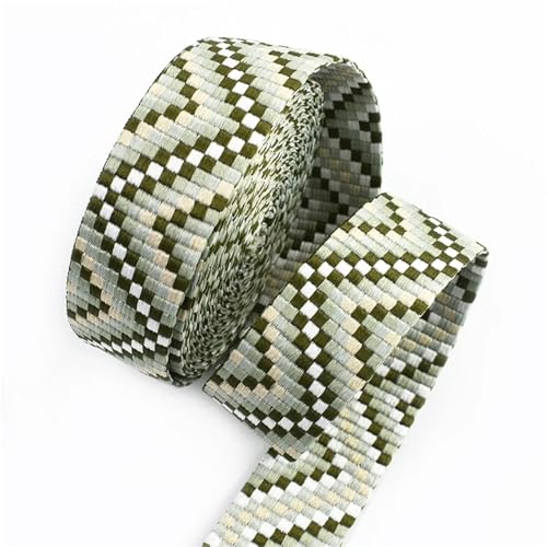 2/5/8/10 Meter Nylon-Jacquard-Gurtband, 38 mm Breite, dekorativer geflochtener Riemen, für Nähen, Schrägband, Material zur Taschenherstellung(Color03,8Meters) von Generisch