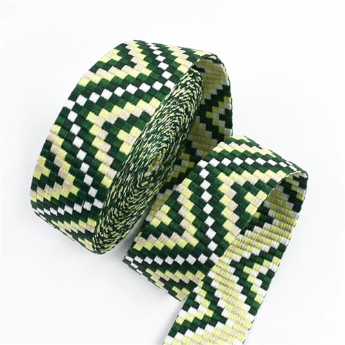 2/5/8/10 Meter Nylon-Jacquard-Gurtband, 38 mm Breite, dekorativer geflochtener Riemen, für Nähen, Schrägband, Material zur Taschenherstellung(Color05,8Meters) von Generisch