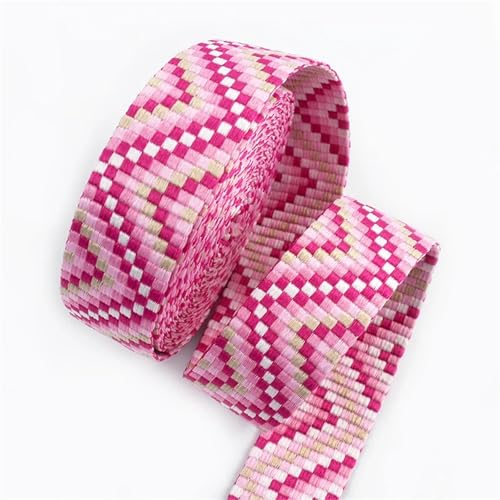 2/5/8/10 Meter Nylon-Jacquard-Gurtband, 38 mm Breite, dekorativer geflochtener Riemen, für Nähen, Schrägband, Material zur Taschenherstellung(Color07,8Meters) von Generisch