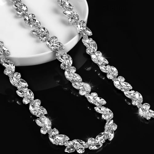 2,7 m lange Kristall-Strass-Kettenverzierung, elegante Applikation für DIY-Projekte, Hochzeits- und Party-Verzierungen von Generisch