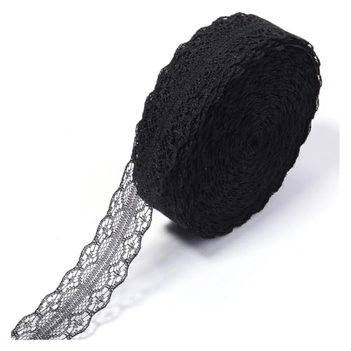 2,8 cm breites, weiches Spitzenband, 20 Yards Rolle, buntes Bastelband for Selbermachen von Geschenkverpackungen, for Nähen von Kleidungsstücken und for handgefertigte Dekoration(Black) von Generisch