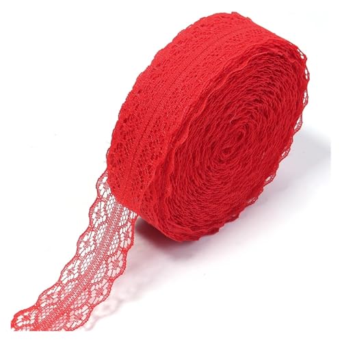 2,8 cm breites, weiches Spitzenband, 20 Yards Rolle, buntes Bastelband for Selbermachen von Geschenkverpackungen, for Nähen von Kleidungsstücken und for handgefertigte Dekoration(Red) von Generisch