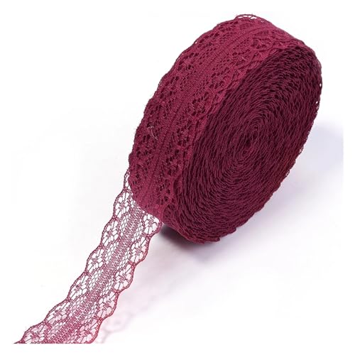 2,8 cm breites, weiches Spitzenband, 20 Yards Rolle, buntes Bastelband for Selbermachen von Geschenkverpackungen, for Nähen von Kleidungsstücken und for handgefertigte Dekoration(Wine red) von Generisch