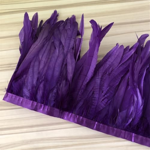 2 Meter bunte Hahn-Coque-Federbordüre, 25–30 cm breit, Hühnerfeder-Band, zum Aufnähen, Violett 2 Meter bunte Hahn-Coque-Federbordüre, 25–30 cm breit, Hühnerfeder-Band, zum Aufnähen, Violett von Generisch