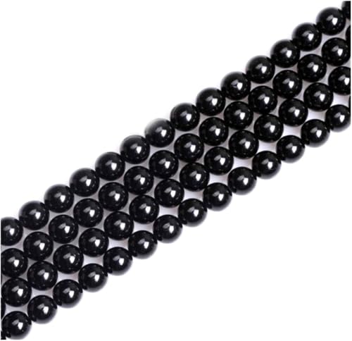 2 Stränge, natürlicher schwarzer Turmalin-Heilstein, 6 mm, runde lose Perlen, Edelstein-Abstandshalter (116–124 Stück) für Bastelarbeiten, Schmuckherstellung, GE13-6 von Generisch