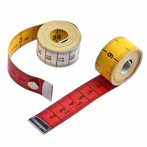 2 Stück 150 cm weiches, flexibles Maßband, doppelseitiges Körpermaßband, Maßband mit Knopf, metrische Taillen- und Körpermaße, für Schneider, Schneiderinnen und Näharbeiten 2 Stück 150 cm weiches, flexibles Maßband, doppelseitiges Körpermaßband, Maßband mit Knopf, metrische Taillen- und Körpermaße, für Schneider, Schneiderinnen und Näharbeiten von Generisch
