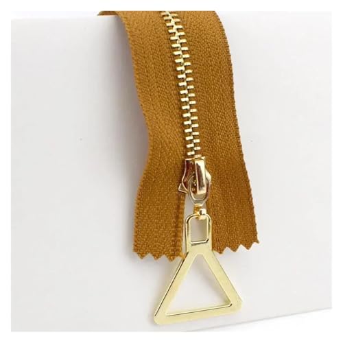 2 Stück 3# Metallreißverschluss 15–30 cm geschlossenes Ende 40–70 cm offenes Ende Auto Lock Zahn einzelnes offenes Nähzubehör(Gold+Brown,Close-end-18cm) von Generisch