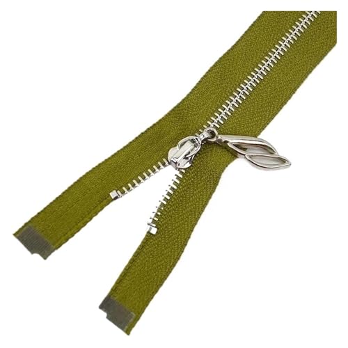 2 Stück 3# Metallreißverschluss Nähreißverschluss Meterware 15-70cm Jackenreparatur Reißverschluss offenes/geschlossenes Ende Zubehör(Green Silver,OPEN-END-60CM_NO3) von Generisch