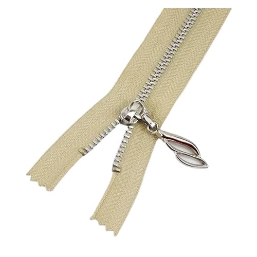 2 Stück 3# Metallreißverschluss Nähreißverschluss Meterware 15-70cm Jackenreparatur Reißverschluss offenes/geschlossenes Ende Zubehör(KhakiSilver,CLOSE-END-30CM_NO3) von Generisch