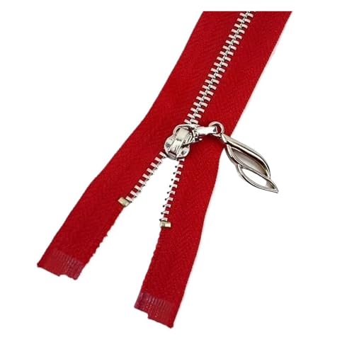 2 Stück 3# Metallreißverschluss Nähreißverschluss Meterware 15-70cm Jackenreparatur Reißverschluss offenes/geschlossenes Ende Zubehör(RedSilver,CLOSE-END-18CM_NO3) von Generisch