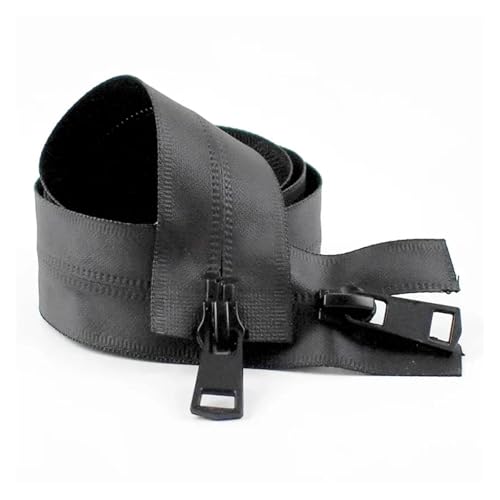 2 Stück 5# Nylon-Reißverschlüsse, unsichtbar, wasserdicht, 60–150 cm, Doppelkopf-Reißverschlüsse mit offenem Ende, für Nähen von Jacken, Taschen, Gepäck, DIY-Reparatur(Black,70cm) von Generisch