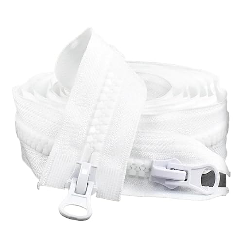 2 Stück 8# Harz-Reißverschluss, 60–500 cm, Doppelzug, offenes Ende, teilbarer Reißverschluss für Jacken, Mäntel, Zeltreparatur, DIY, Nähen, Bastelbedarf(White,250cm) von Generisch