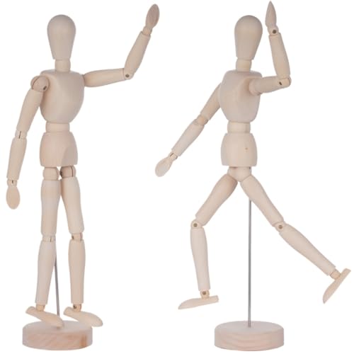 2 Stück Flexible Künstlerpuppen aus Holz zum Zeichnen und Skizzieren, verstellbare menschliche Figuren für Kunst & Bürodekoration 2 Stück Flexible Künstlerpuppen aus Holz zum Zeichnen und Skizzieren, verstellbare menschliche Figuren für Kunst & Bürodekoration von Generisch