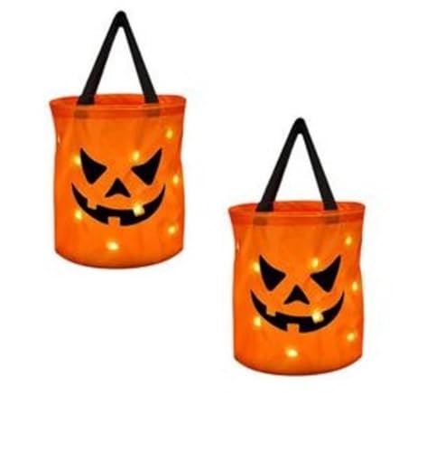 2 Stück Halloween Süßigkeiten Tragetaschen, Halloween Süßigkeiten Tasche Led Leuchtend Kinder Süßigkeiten Eimer, Halloween Kürbisse Candy Bag, Leuchtende Halloween-Partytüten, Halloween Taschen LED 2 Stück Halloween Süßigkeiten Tragetaschen, Halloween Süßigkeiten Tasche Led Leuchtend Kinder Süßigkeiten Eimer, Halloween Kürbisse Candy Bag, Leuchtende Halloween-Partytüten, Halloween Taschen LED von Generisch