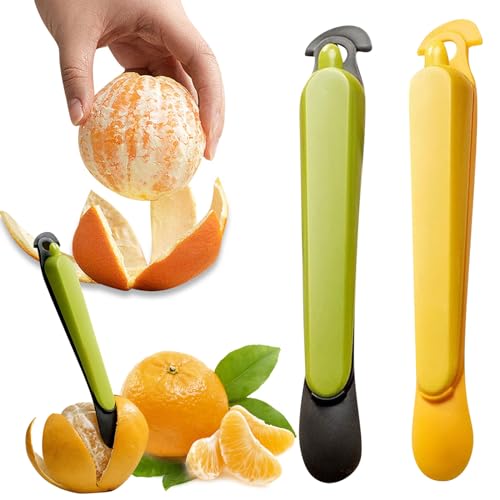 2 Stück Multifunktionales Küchen-Obstschälwerkzeug, Orangenschälwerkzeug, Multi-Obstschäler, multifunktionaler tragbarer faltbarer Edelstahl-Orangenschäler für Küche und Haushalt Orangenschäler von Generisch