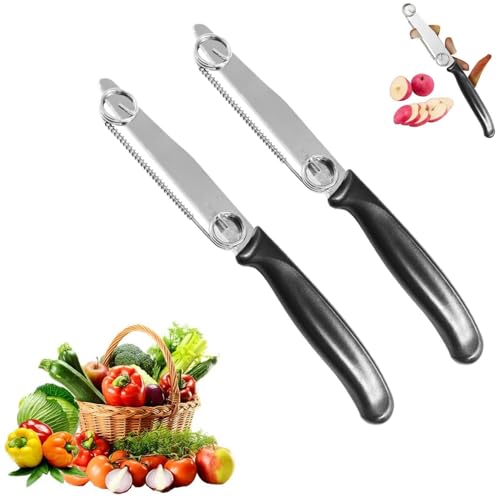 2 Stück Quick Slicing Knife, 3-in-1-Multifunktions Schnellschneidmesser, Obstmesser Gemüsemesser Küche, Gemüses Obst Peeler And Slicer, Edelstahl Kartoffelschäler Mit Abnehmbarer Feder 2 Stück Quick Slicing Knife, 3-in-1-Multifunktions Schnellschneidmesser, Obstmesser Gemüsemesser Küche, Gemüses Obst Peeler And Slicer, Edelstahl Kartoffelschäler Mit Abnehmbarer Feder von Generisch