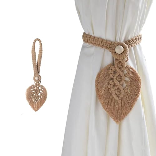 2 Stück Raffhalter Boho Vorhanghalter, Blätter Baumwolle Makramee Gardinenhalter, Gardinenhalter Vorhang Clips Feder Gardinenklammern für Vorhänge Gardinen Deko 2 Stück Raffhalter Boho Vorhanghalter, Blätter Baumwolle Makramee Gardinenhalter, Gardinenhalter Vorhang Clips Feder Gardinenklammern für Vorhänge Gardinen Deko von Generisch