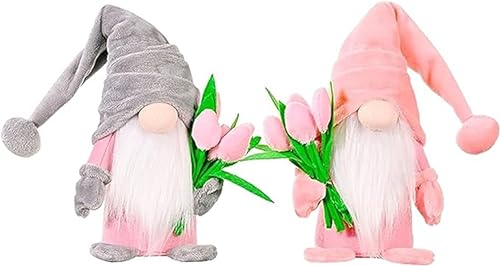 2 Stück Wichtel Frühling Deko Frühlingswichtel Sommer Wichtel Figuren Deko Frühling Puppe Blumen Deko Frühlingsdeko Figuren Plüschpuppen Geschenke (E, Einheitsgröße) von Generisch