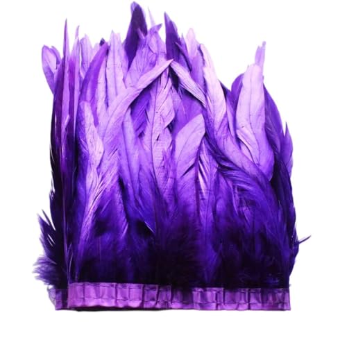 2 Yards Hühnerfeder-Bordüre, 25–30 cm, Hahnfeder-Besatz, Kleid, Rock, Kostüm-Dekoration, Violett von Generisch