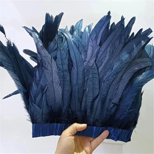2 m 25–30 cm Hahn Feder Besatz Hühnerfedern Besätze Hahn Schwanz Feder Band Kleid Röcke Dekoration Marineblau 2 Yard von Generisch
