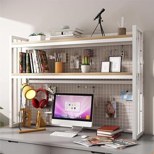 2-stöckiges verstellbares Metall-Bücherregal – Mehrzweck-Bücherregal aus offenem Netzstoff, Schreibtisch-Bücherregal für Computertisch, Büro und Zuhause, Präsentationsregal (B 75 x 24 x 89 cm) von Generisch