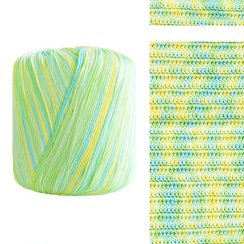2-teiliges Häkelgarn-Set, 100 Prozent Baumwolle, vielseitiges Häkelgarn, schneidbares Baumwollgarn, Baumwollfaden, Regenbogen-Strickgarn, geeignet zum Handstricken, Häkelwolle von Generisch