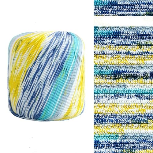 2-teiliges Häkelgarn-Set, 100 Prozent Baumwolle, vielseitiges Häkelgarn, schneidbares Baumwollgarn, Baumwollfaden, Regenbogen-Strickgarn, geeignet zum Handstricken, Häkelwolle von Generisch