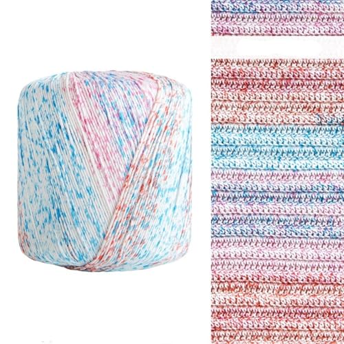 2-teiliges Häkelgarn-Set, 100 Prozent Baumwolle, vielseitiges Häkelgarn, schneidbares Baumwollgarn, Baumwollfaden, Regenbogen-Strickgarn, geeignet zum Handstricken, Häkelwolle von Generisch