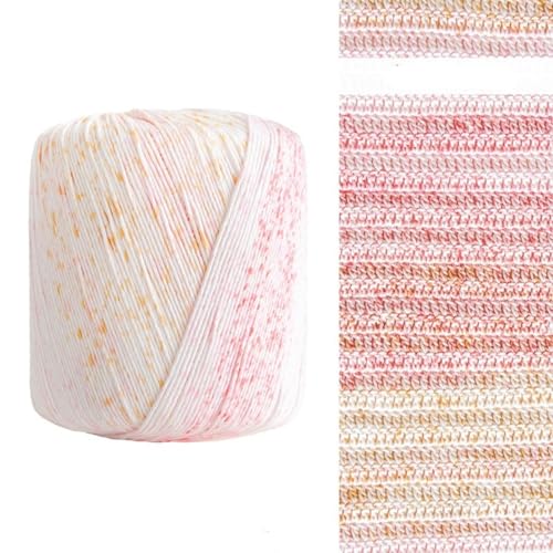 2-teiliges Häkelgarn-Set, 100 Prozent Baumwolle, vielseitiges Häkelgarn, schneidbares Baumwollgarn, Baumwollfaden, Regenbogen-Strickgarn, geeignet zum Handstricken, Häkelwolle von Generisch