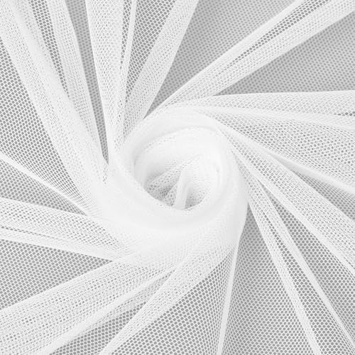 2 × 1,6 m weißes, dehnbares Netz, Organza-Stoff, Chiffon-Stoff, weißer Stoff für DIY, Nähen, Basteln, Hochzeitskleid, Dekoration, Geschenkverpackung, Tüllmaterial für Party-Dekoration von Generisch