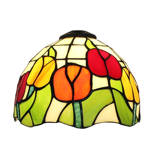 20,3 cm breiter Vintage-Tiffany-Lampenschirm – Buntglas-Ersatz für Tisch-, Anhänger- und Schreibtischleuchten – elegantes Tulpen-Design, Heimdekor-Accessoire 20,3 cm breiter Vintage-Tiffany-Lampenschirm – Buntglas-Ersatz für Tisch-, Anhänger- und Schreibtischleuchten – elegantes Tulpen-Design, Heimdekor-Accessoire von Generisch