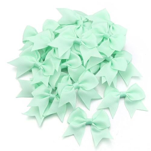 20/40 Stück Satinband-Schleifen, kleine Blumenschleifen for Geschenkpakete, Nähen, Haarnadeln, Basteln, Hochzeit, Party-Dekoration(20pcs,Light green) von Generisch