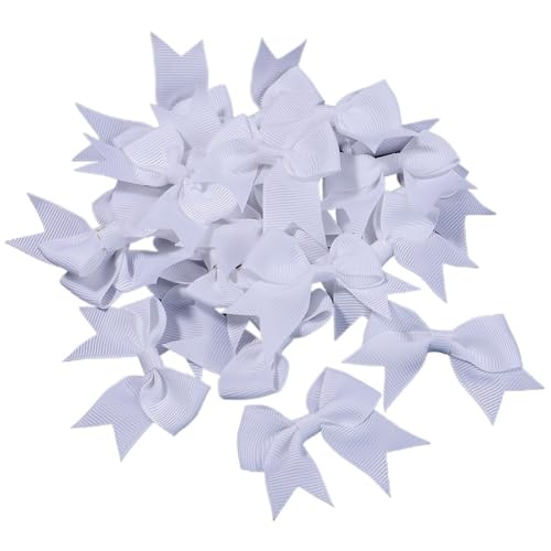 20/40 Stück Satinband-Schleifen, kleine Blumenschleifen for Geschenkpakete, Nähen, Haarnadeln, Basteln, Hochzeit, Party-Dekoration(20pcs,White) von Generisch