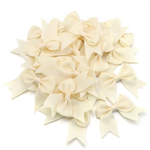 20/40 Stück Satinband-Schleifen, kleine Blumenschleifen for Geschenkpakete, Nähen, Haarnadeln, Basteln, Hochzeit, Party-Dekoration(40pcs,Beige) von Generisch