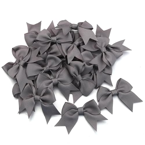 20/40 Stück Satinband-Schleifen, kleine Blumenschleifen for Geschenkpakete, Nähen, Haarnadeln, Basteln, Hochzeit, Party-Dekoration(40pcs,Gray) von Generisch