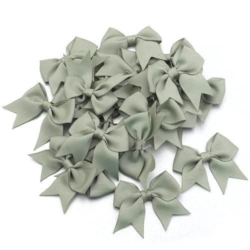 20/40 Stück Satinband-Schleifen, kleine Blumenschleifen for Geschenkpakete, Nähen, Haarnadeln, Basteln, Hochzeit, Party-Dekoration(40pcs,Matcha green) von Generisch